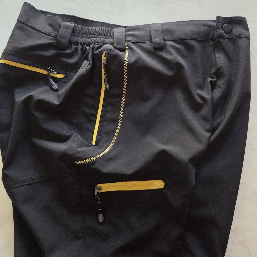 Womens Black Pants with Yellow Zipper Accents - Picture 3 of 3